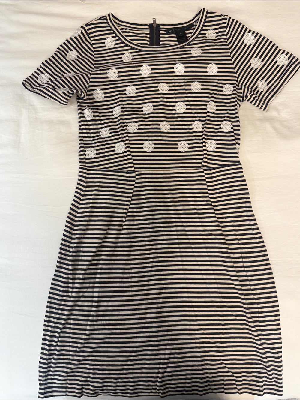 Marc By Marc Jacobs Black & White Striped Polka Dot Knit Dress